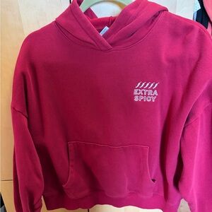 PINK Victoria Secret Red 'Extra Spicy' Hoodie cropped